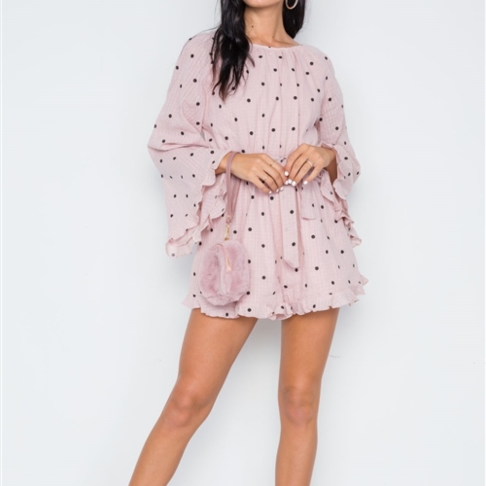 Pretty in Pink Polka Dot Mini Romper - Picture 5 of 5